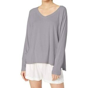 PJ Harlow Frankie Rib Long Sleeve V-Neck with Side Slits Size Medium Like New